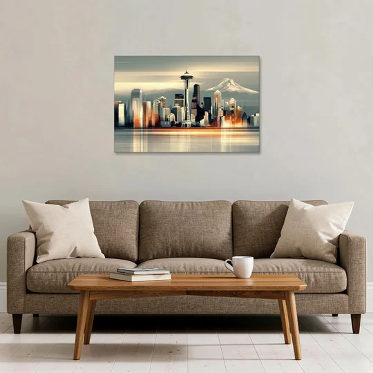 Seattle Urban Landscape - Canvas Wall Art - Sofa - 36x24
