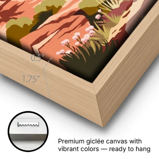 Sedona Canyon Trail Serenity - Oak Framed Canvas Wall Art - Gallery Wrap Corner