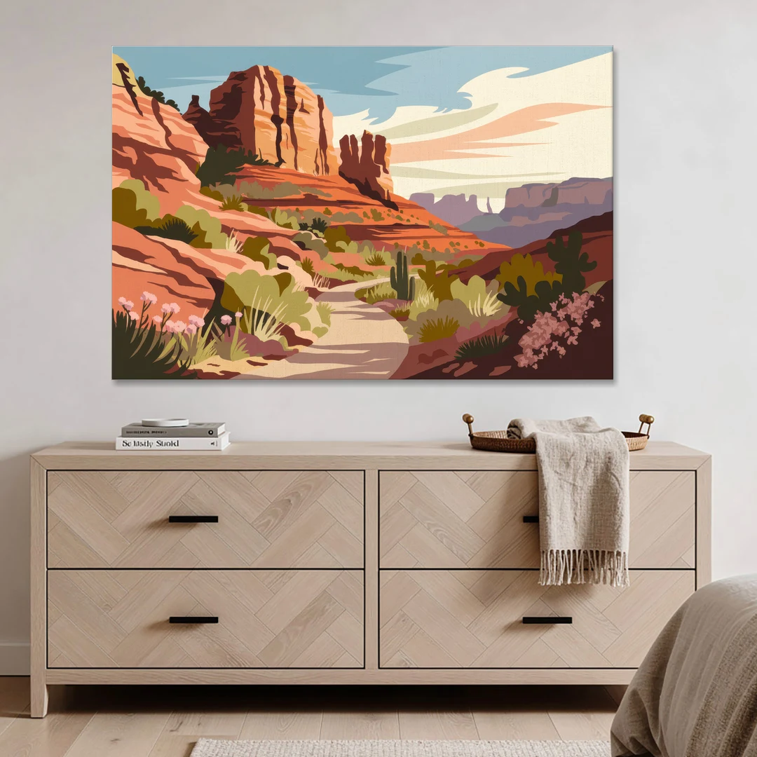 Sedona Canyon Trail Serenity - Canvas Wall Art - Coffee Table - 60x40