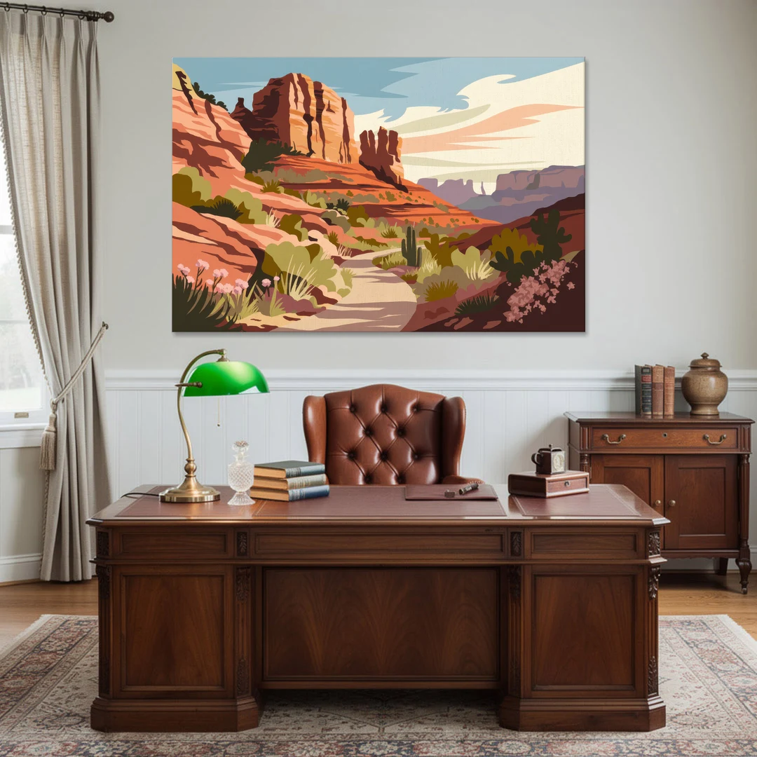 Sedona Canyon Trail Serenity - Canvas Wall Art - Office - 60x40