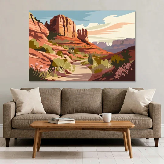 Sedona Canyon Trail Serenity - Canvas Wall Art - Sofa - 60x40