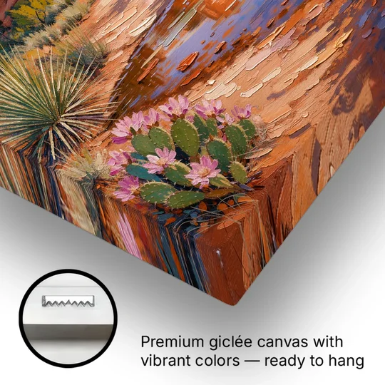 Sedona Desert Bloom Scenery - Canvas Wall Art - Gallery Wrap Corner
