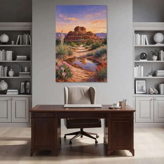 Sedona Desert Bloom Scenery - Canvas Wall Art - Office - 40x60