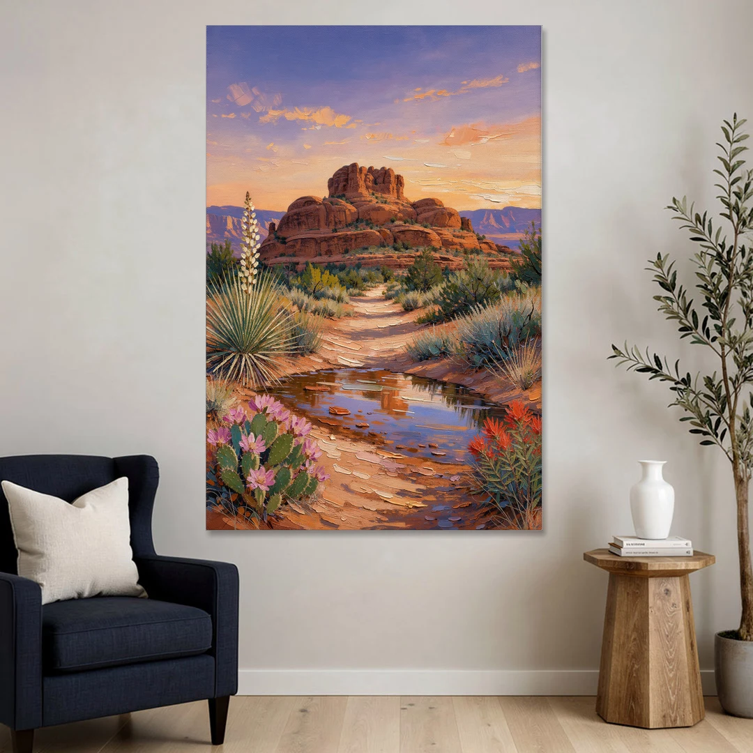 Sedona Desert Bloom Scenery - Canvas Wall Art - Sofa - 40x60