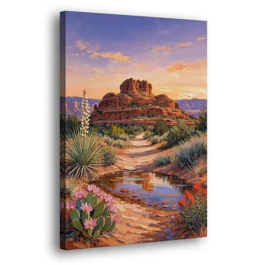 Sedona Desert Bloom Scenery - Canvas Wall Art - Side