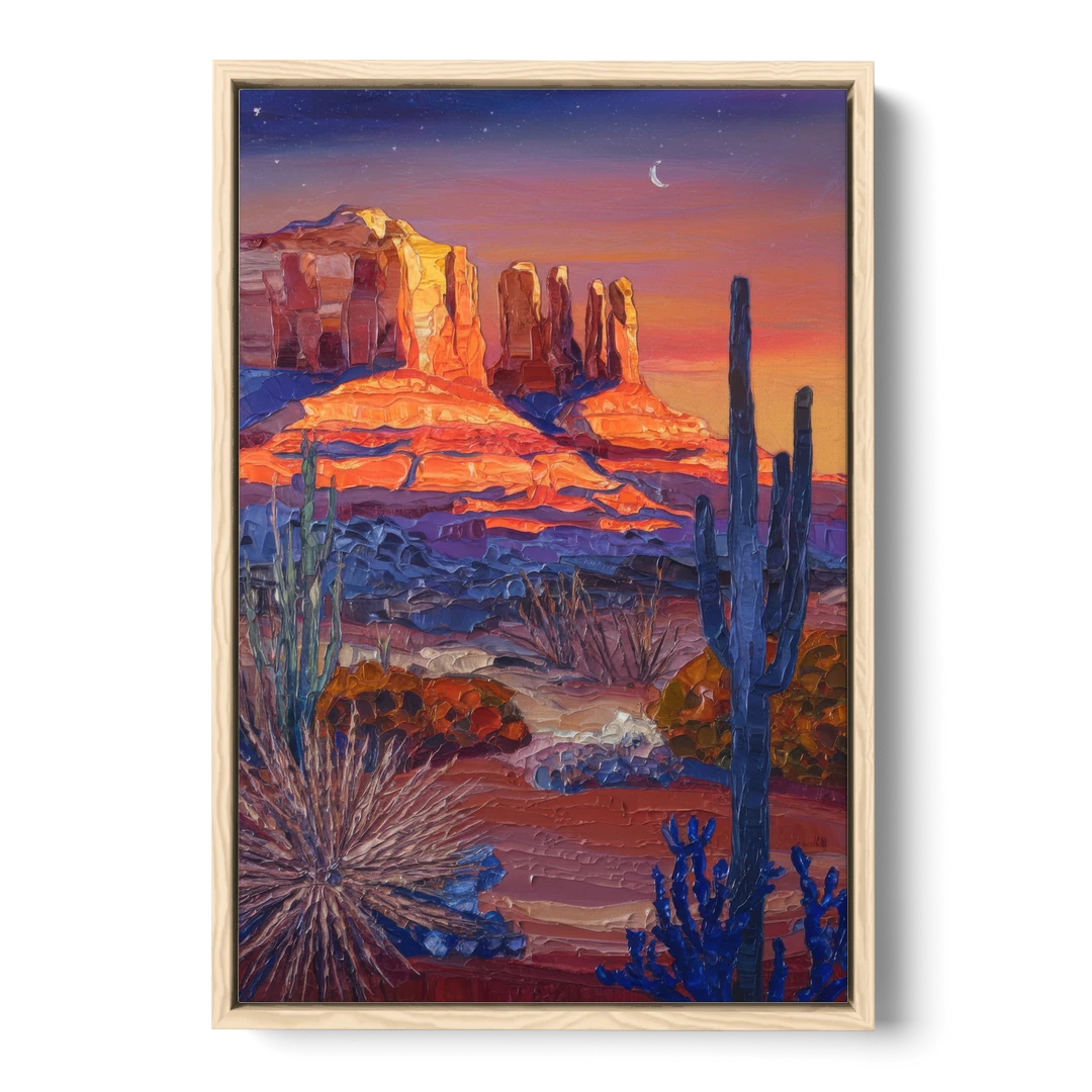 Sedona Desert Twilight - Oak Framed Canvas Wall Art - Front