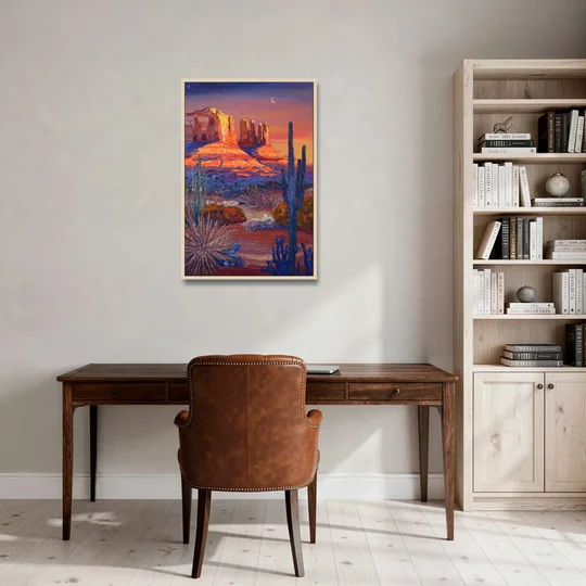 Sedona Desert Twilight - Oak Framed Canvas Wall Art - Office - 24x36