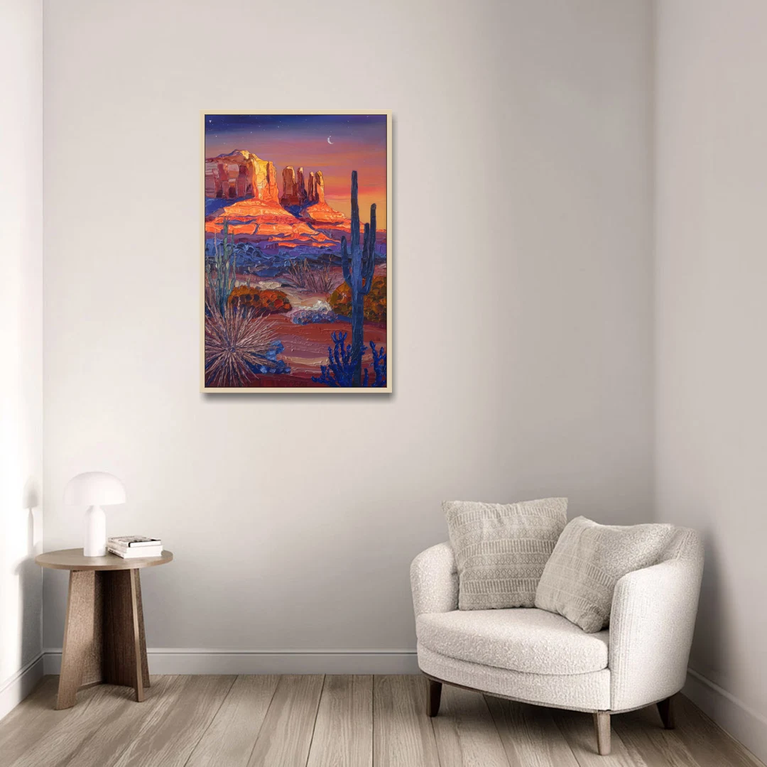 Sedona Desert Twilight - Oak Framed Canvas Wall Art - Sofa - 24x36