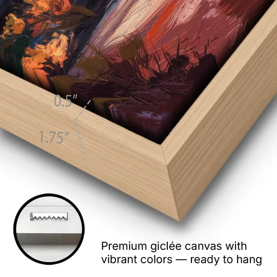 Sedona Evening Sky Glow - Oak Framed Canvas Wall Art - Gallery Wrap Corner