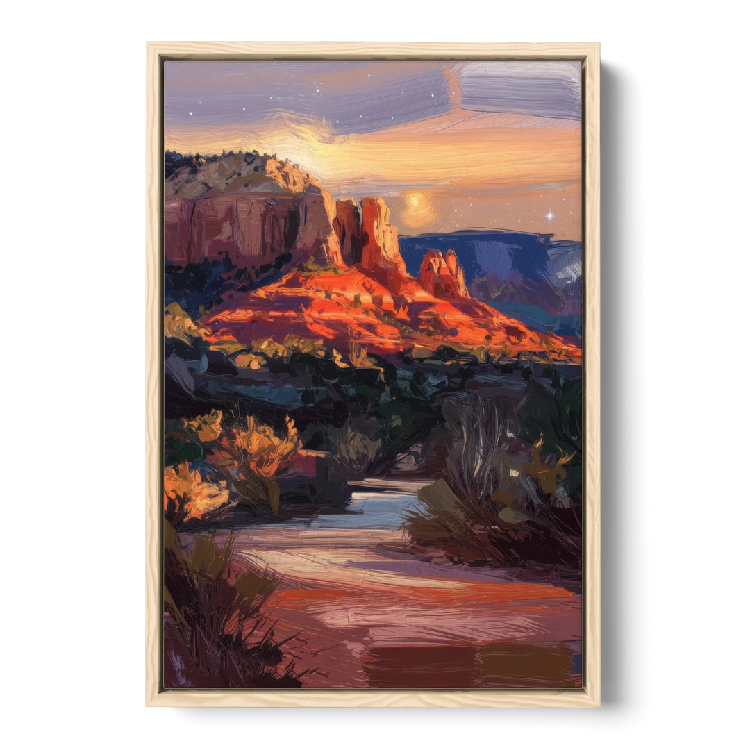 Sedona Evening Sky Glow - Oak Framed Canvas Wall Art - Front
