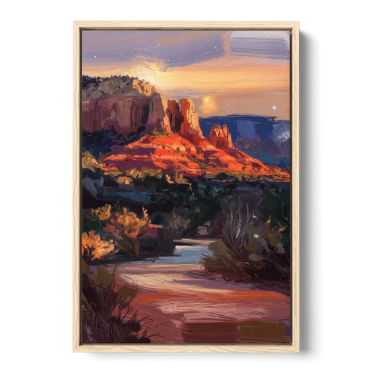 Sedona Evening Sky Glow - Oak Framed Canvas Wall Art - Front
