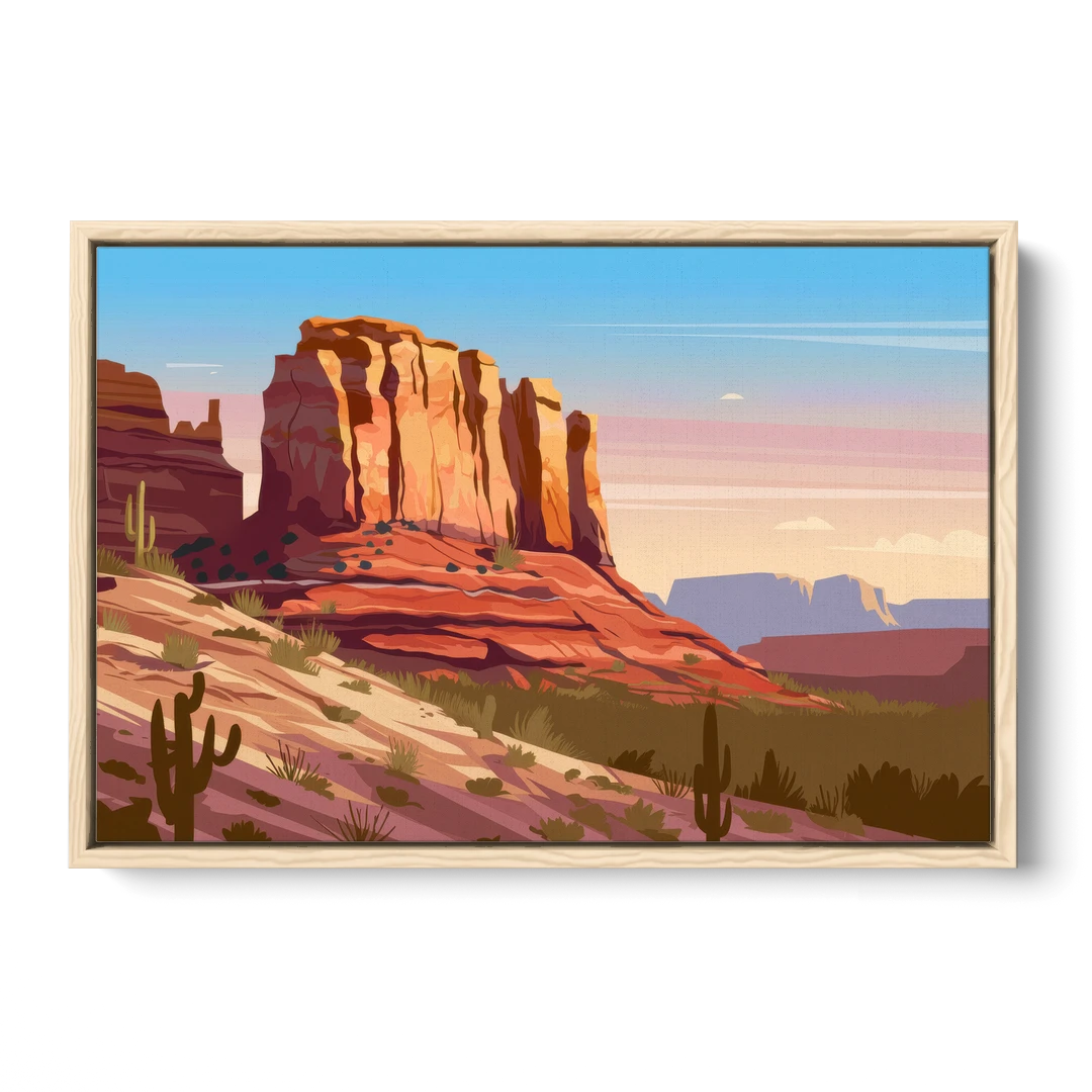 Sedona Majestic Rock Formations - Oak Framed Canvas Wall Art - Front