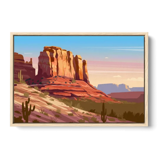 Sedona Majestic Rock Formations - Oak Framed Canvas Wall Art - Front