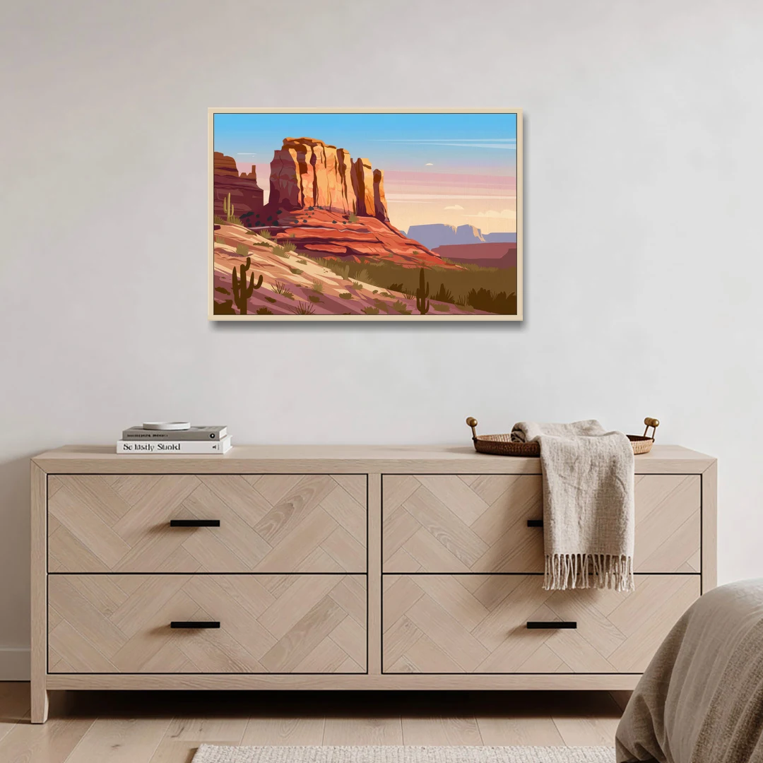 Sedona Majestic Rock Formations - Oak Framed Canvas Wall Art - Coffee Table - 36x24