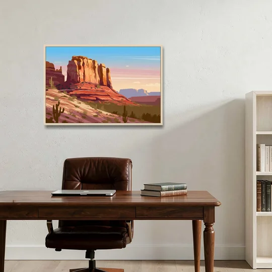 Sedona Majestic Rock Formations - Oak Framed Canvas Wall Art - Office - 36x24