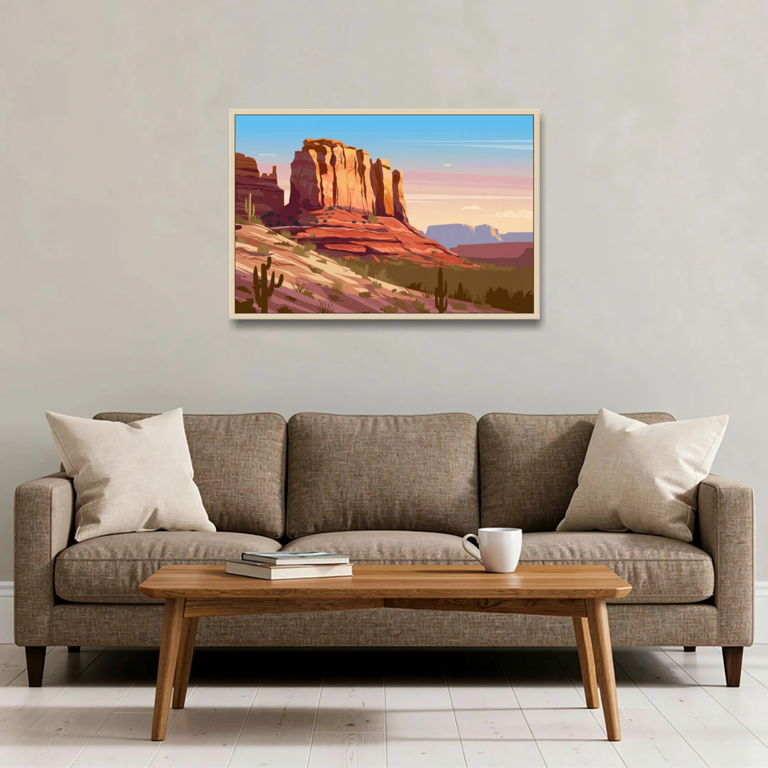 Sedona Majestic Rock Formations - Oak Framed Canvas Wall Art - Sofa - 36x24
