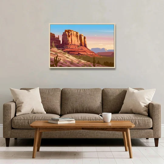 Sedona Majestic Rock Formations - Oak Framed Canvas Wall Art - Sofa - 36x24
