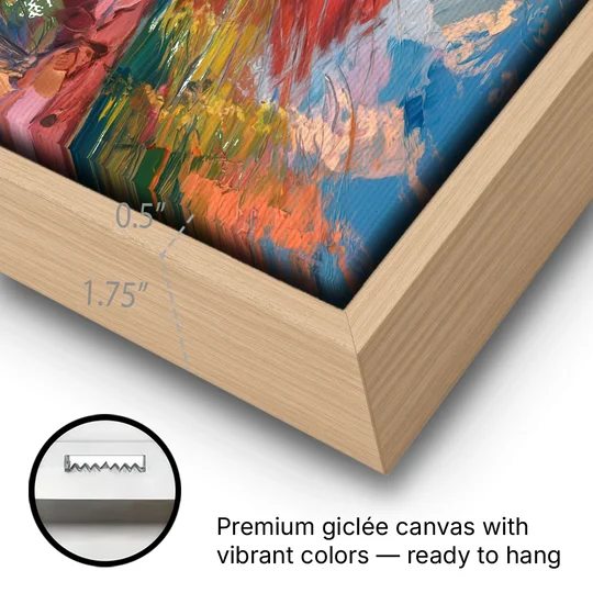 Sedona Scenic Canyon Vibes - Oak Framed Canvas Wall Art - Gallery Wrap Corner