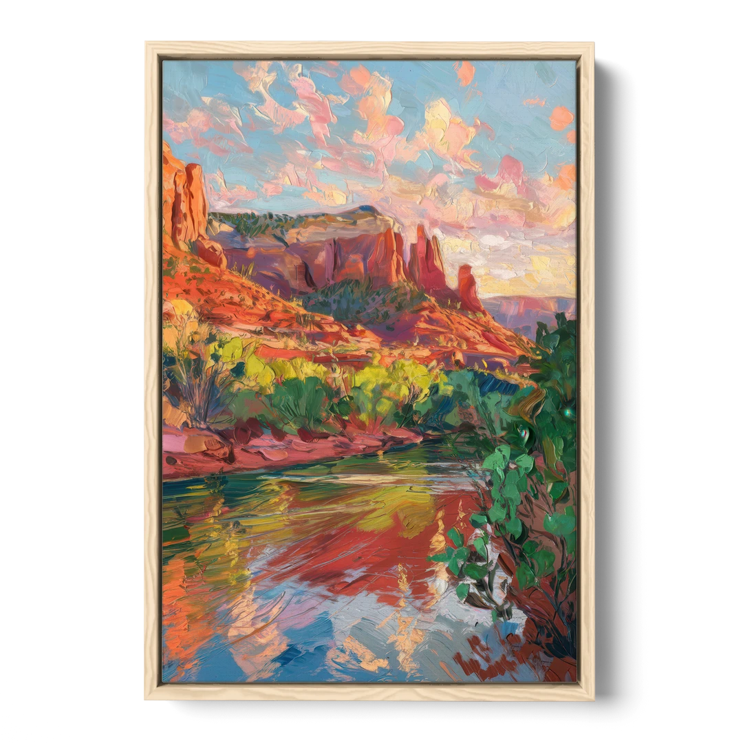 Sedona Scenic Canyon Vibes - Oak Framed Canvas Wall Art - Front