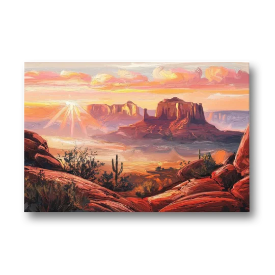 Sedona Sunrise Over Mesa - Canvas Wall Art - Front