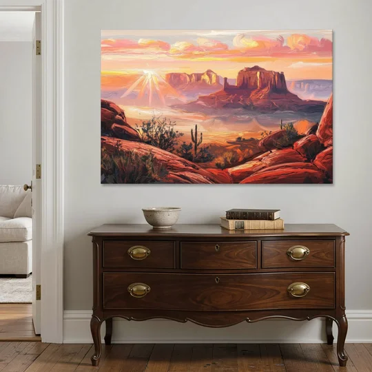 Sedona Sunrise Over Mesa - Canvas Wall Art - Coffee Table - 60x40
