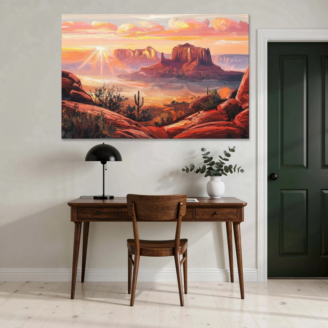Sedona Sunrise Over Mesa - Canvas Wall Art - Office - 60x40