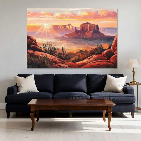 Sedona Sunrise Over Mesa - Canvas Wall Art - Sofa - 60x40