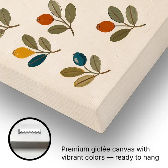 Seed Pods and Sage Leaves on Cream - Canvas Wall Art - Gallery Wrap Corner
