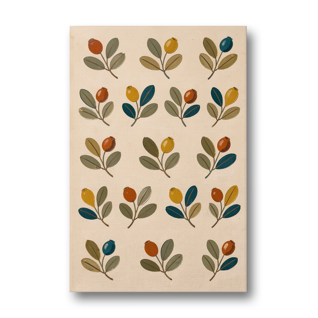 Seed Pods and Sage Leaves on Cream - Canvas Wall Art - Front