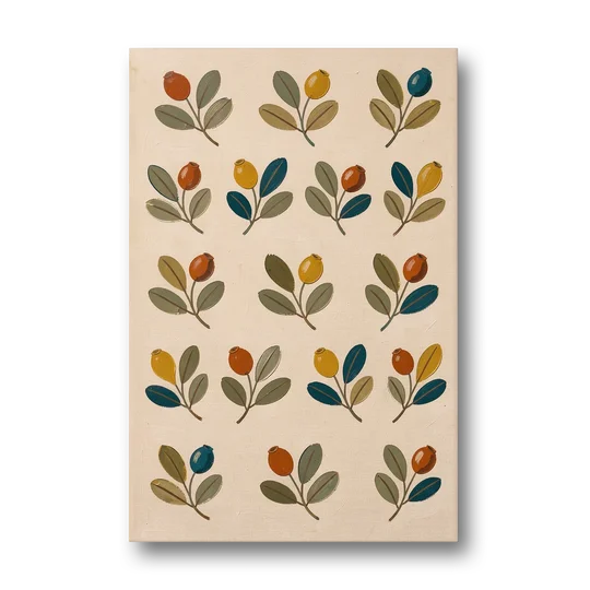 Seed Pods and Sage Leaves on Cream - Canvas Wall Art - Front
