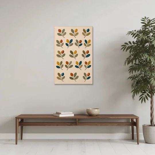 Seed Pods and Sage Leaves on Cream - Canvas Wall Art - Coffee Table - 24x36