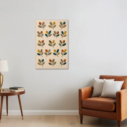 Seed Pods and Sage Leaves on Cream - Canvas Wall Art - Sofa - 24x36