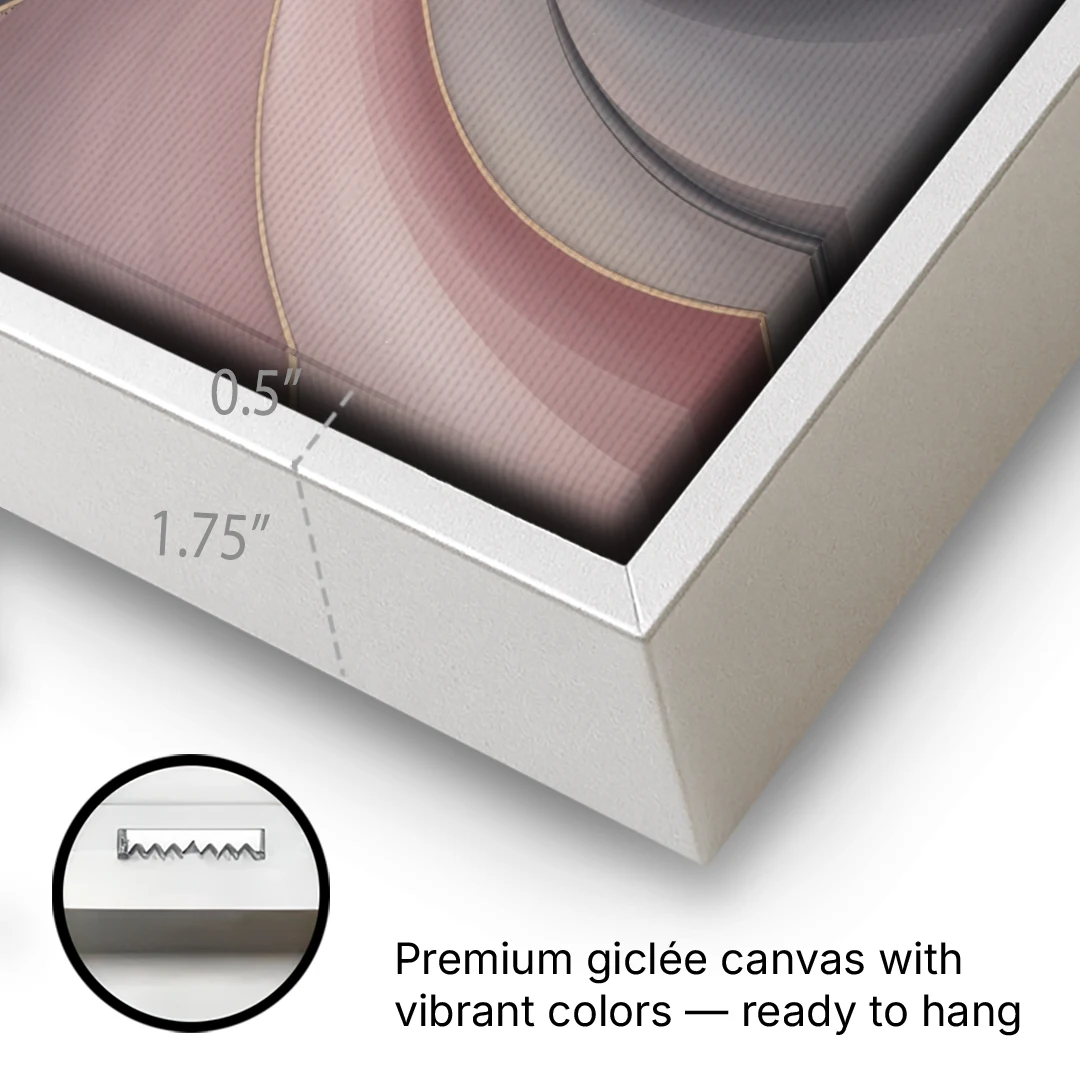 Serenade of Elegance Pink and Grey Abstract - White Framed Canvas Wall Art - Gallery Wrap Corner