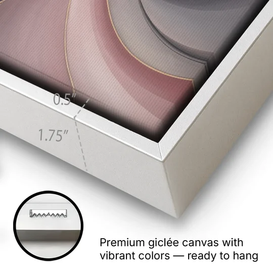 Serenade of Elegance Pink and Grey Abstract - White Framed Canvas Wall Art - Gallery Wrap Corner
