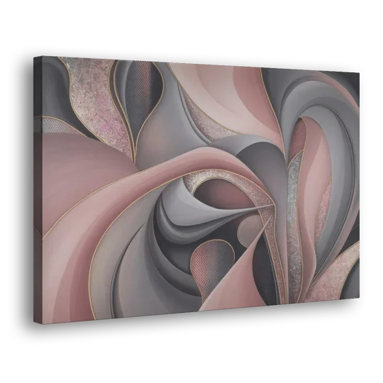 Serenade of Elegance Pink and Grey Abstract - Canvas Wall Art - Side