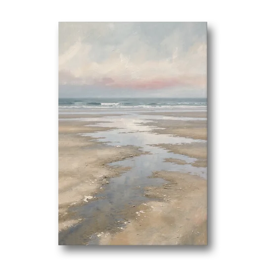 Serene Coastal Low Tide Mirror Pools - Canvas Wall Art - Front