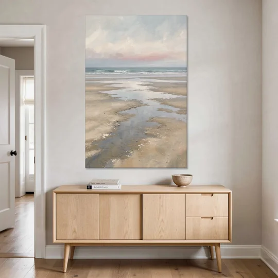 Serene Coastal Low Tide Mirror Pools - Canvas Wall Art - Coffee Table - 40x60