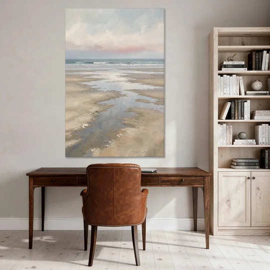 Serene Coastal Low Tide Mirror Pools - Canvas Wall Art - Office - 40x60