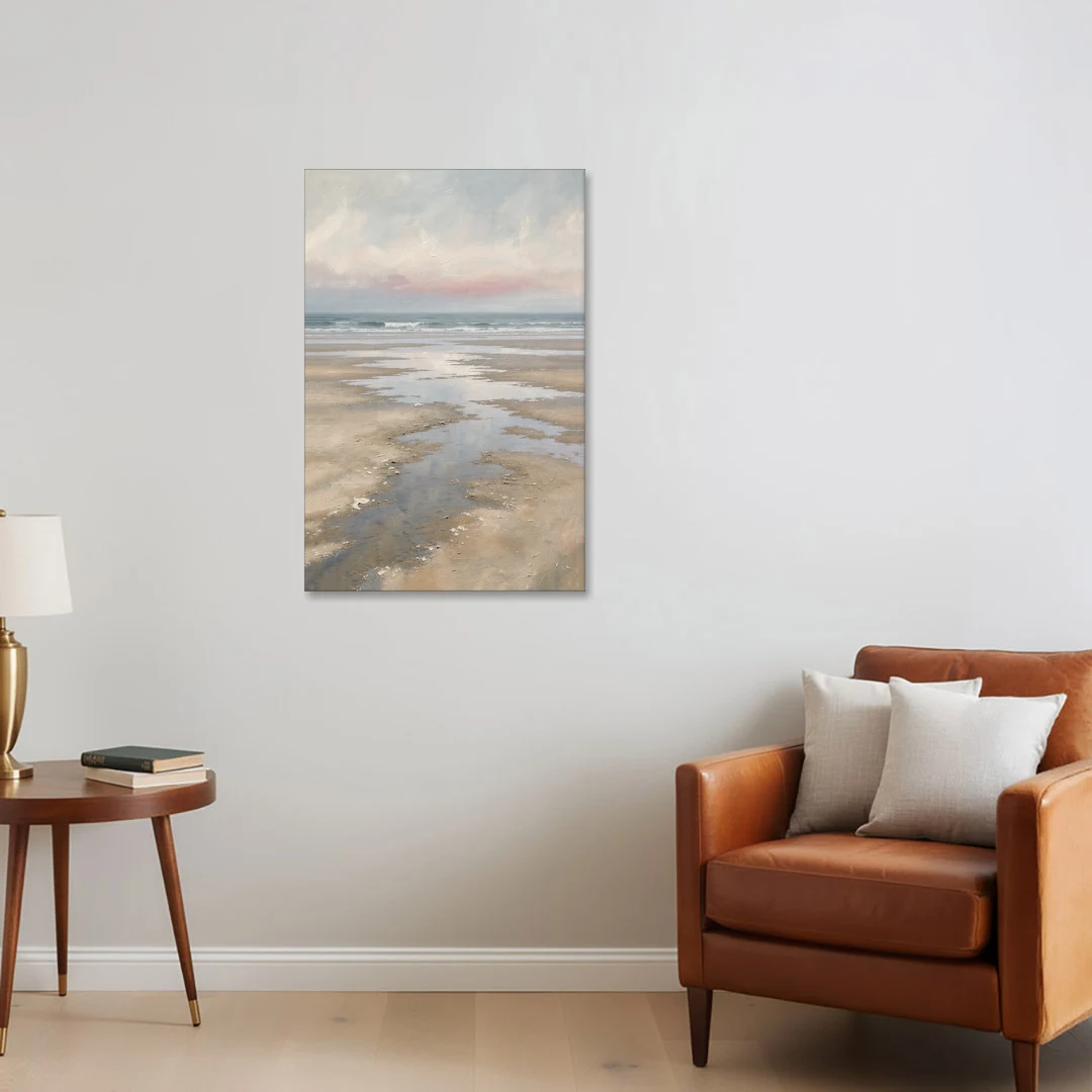 Serene Coastal Low Tide Mirror Pools - Canvas Wall Art - Sofa - 24x36