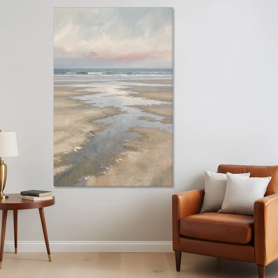 Serene Coastal Low Tide Mirror Pools - Canvas Wall Art - Sofa - 40x60