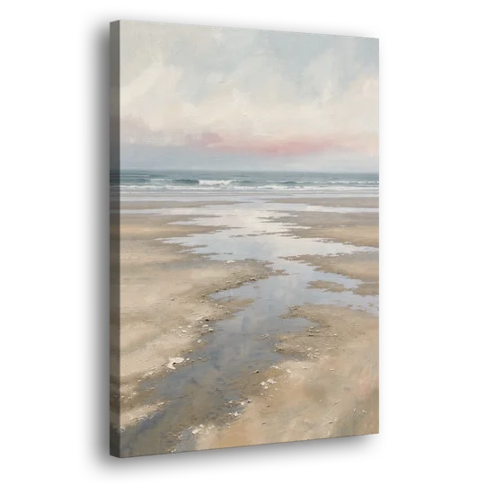 Serene Coastal Low Tide Mirror Pools - Canvas Wall Art - Side