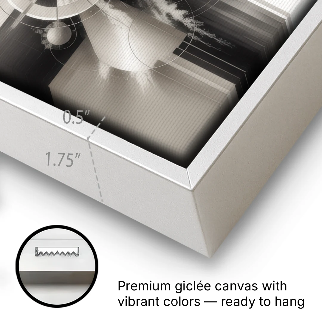 Serene Elegance Grey and White Abstract - White Framed Canvas Wall Art - Gallery Wrap Corner
