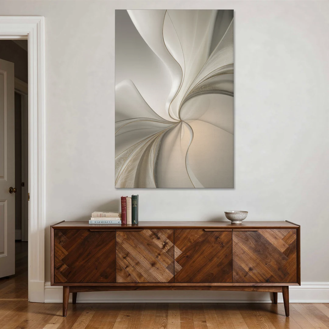 Serene Elegance in White Abstract - Canvas Wall Art - Coffee Table - 40x60