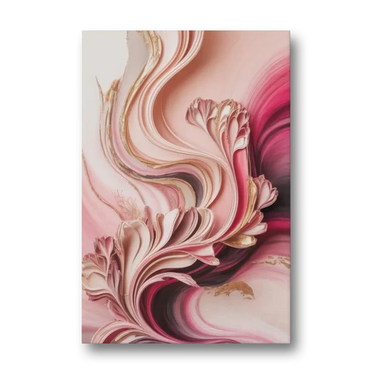 Serene Elegance Pink Abstract - Canvas Wall Art - Front