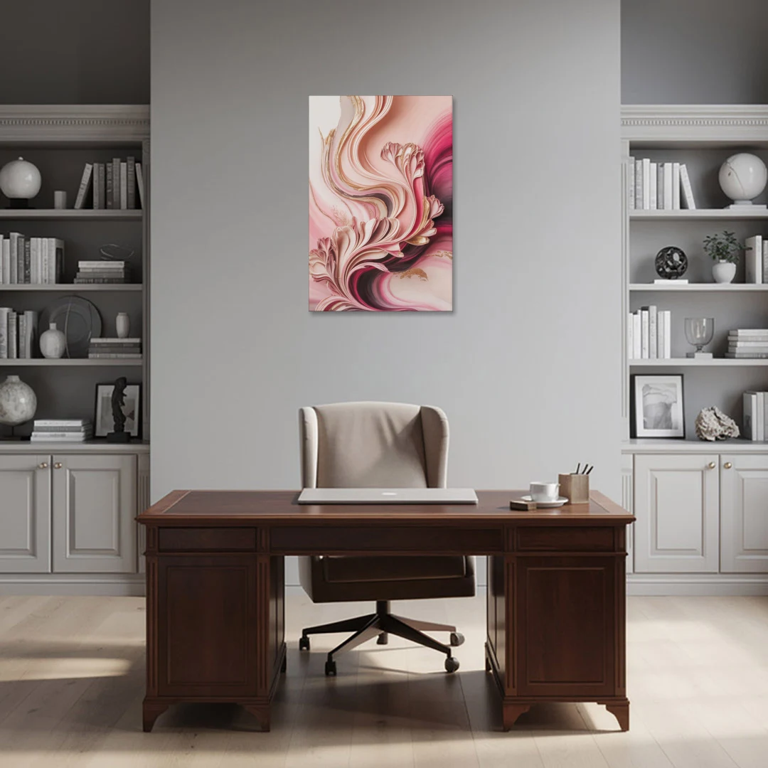 Serene Elegance Pink Abstract - Canvas Wall Art - Office - 24x36