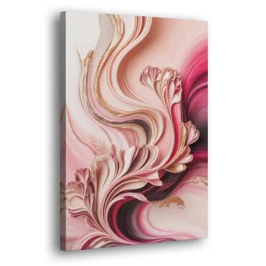 Serene Elegance Pink Abstract - Canvas Wall Art - Side