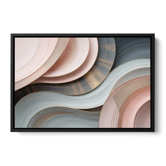 Serene Elegance Pink and Grey Abstract - Black Framed Canvas Wall Art - Front