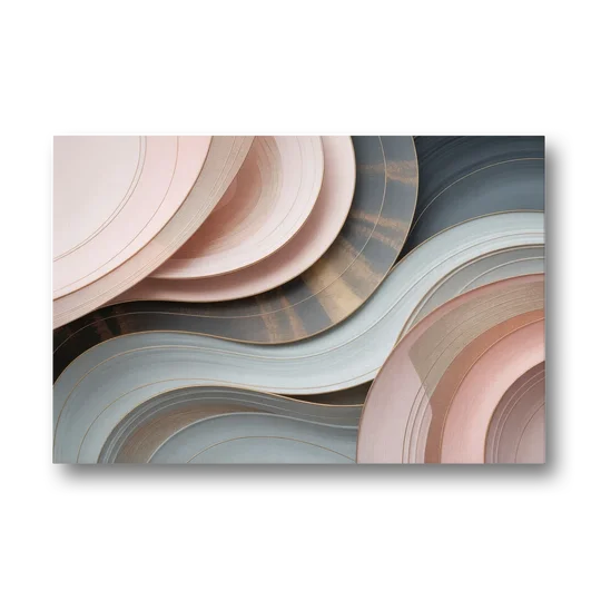 Serene Elegance Pink and Grey Abstract - Canvas Wall Art - Front