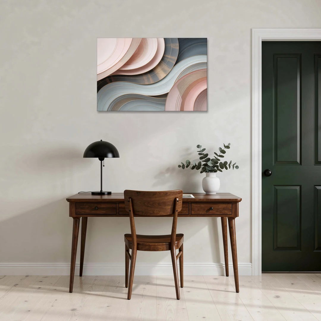 Serene Elegance Pink and Grey Abstract - Canvas Wall Art - Office - 36x24