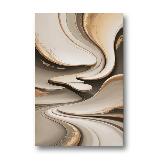 Serene Flow Beige Abstract - Canvas Wall Art - Front